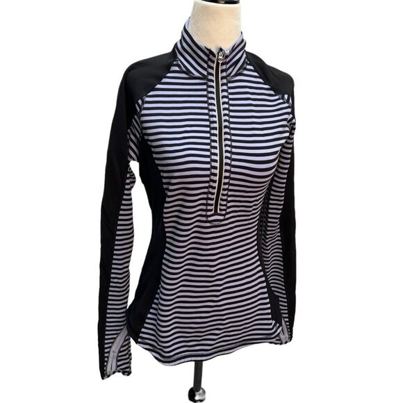 lululemon U-Turn 1/2 Zip Luon Reversible Striped Blue Long Sleeve Pullover - Picture 4 of 11